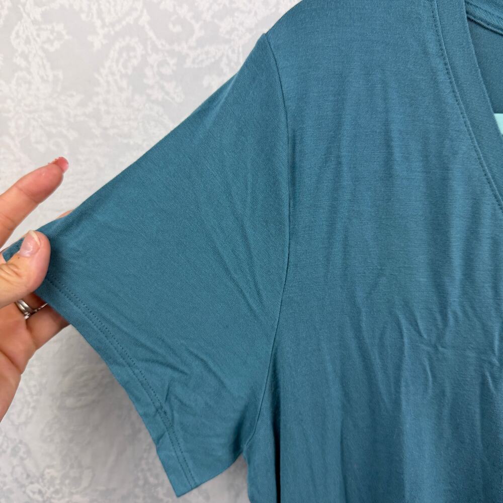 Nine Britton Women’s Teal Blue V-Neck Knot Front Top Size Large - Picture 5 of 6